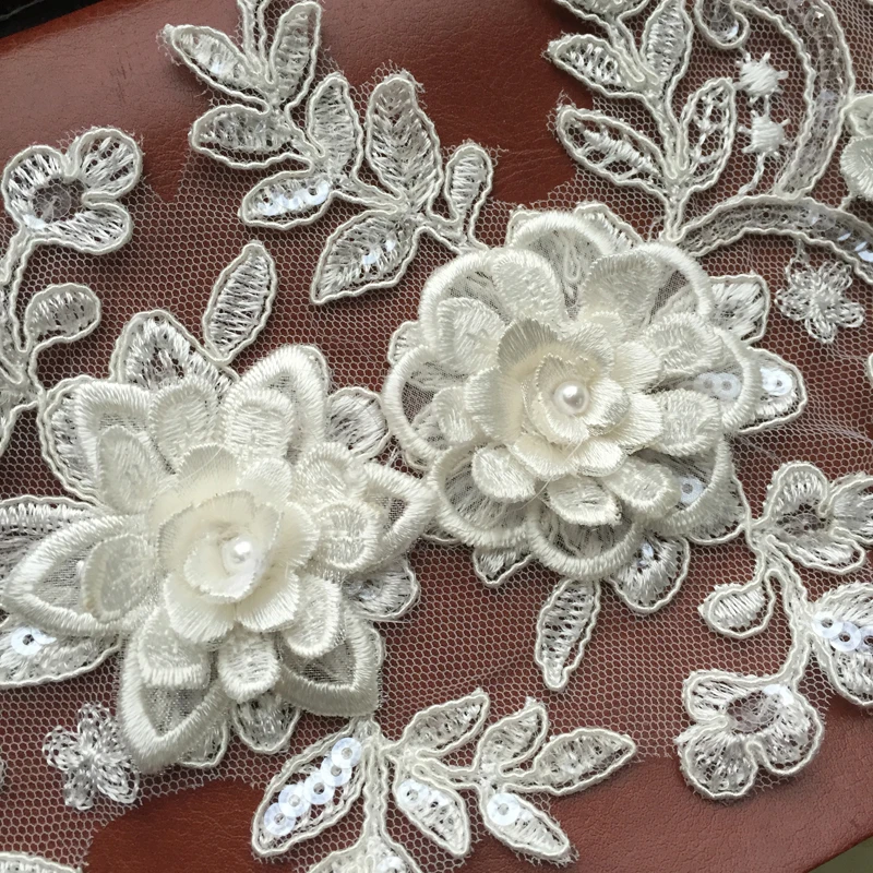 Вышитый бисером 3D цветок блестки автомобиль кость кружева вышивка DIY Свадебные