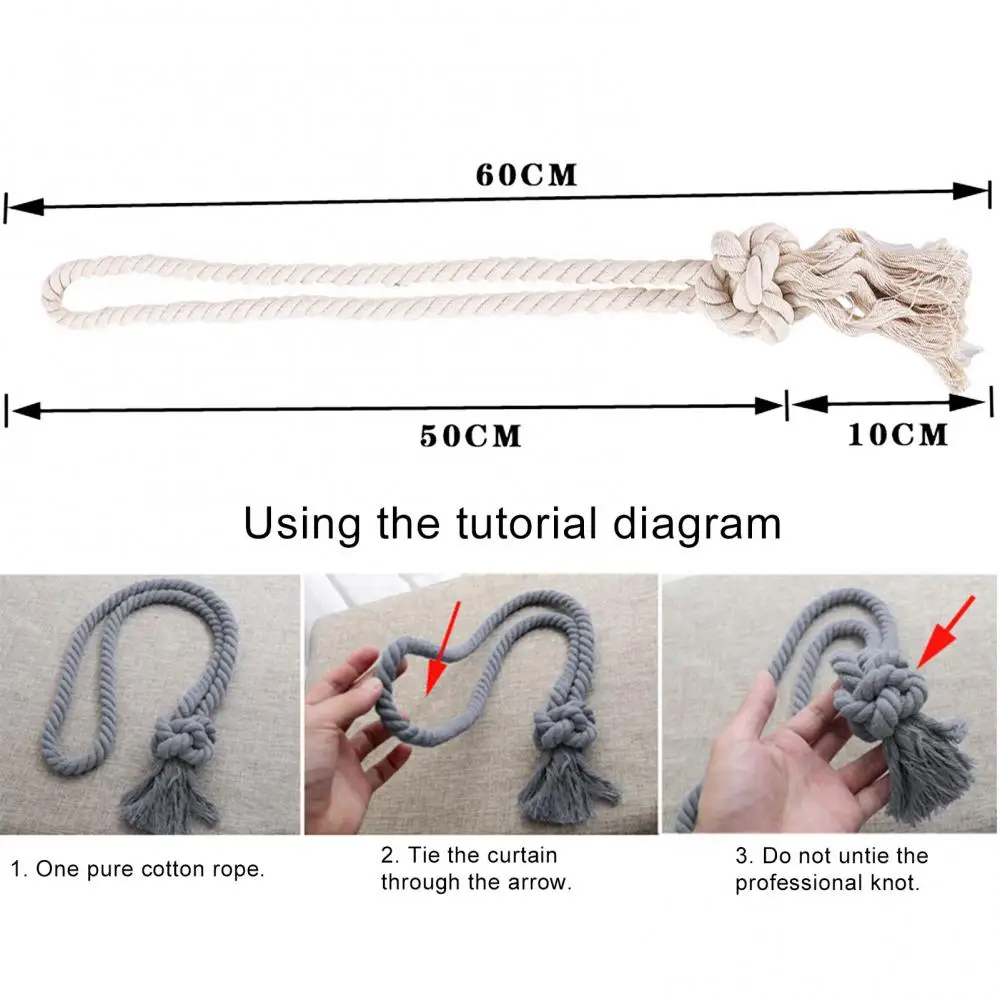 

2Pcs Handmade Simple Cotton Weaving Ropes Holders Tassel Knot Curtain Tiebacks