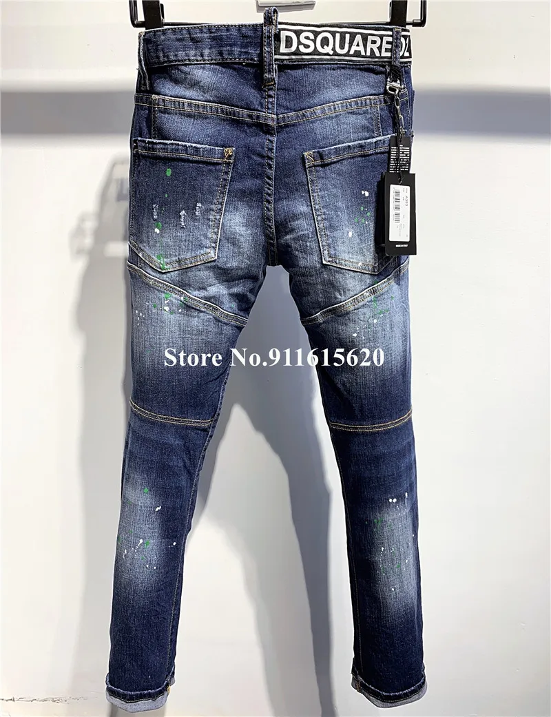 

Dsquared2 Biker Hole Jeans D2 Men Pants DSQ2 Embroidered Trousers A353