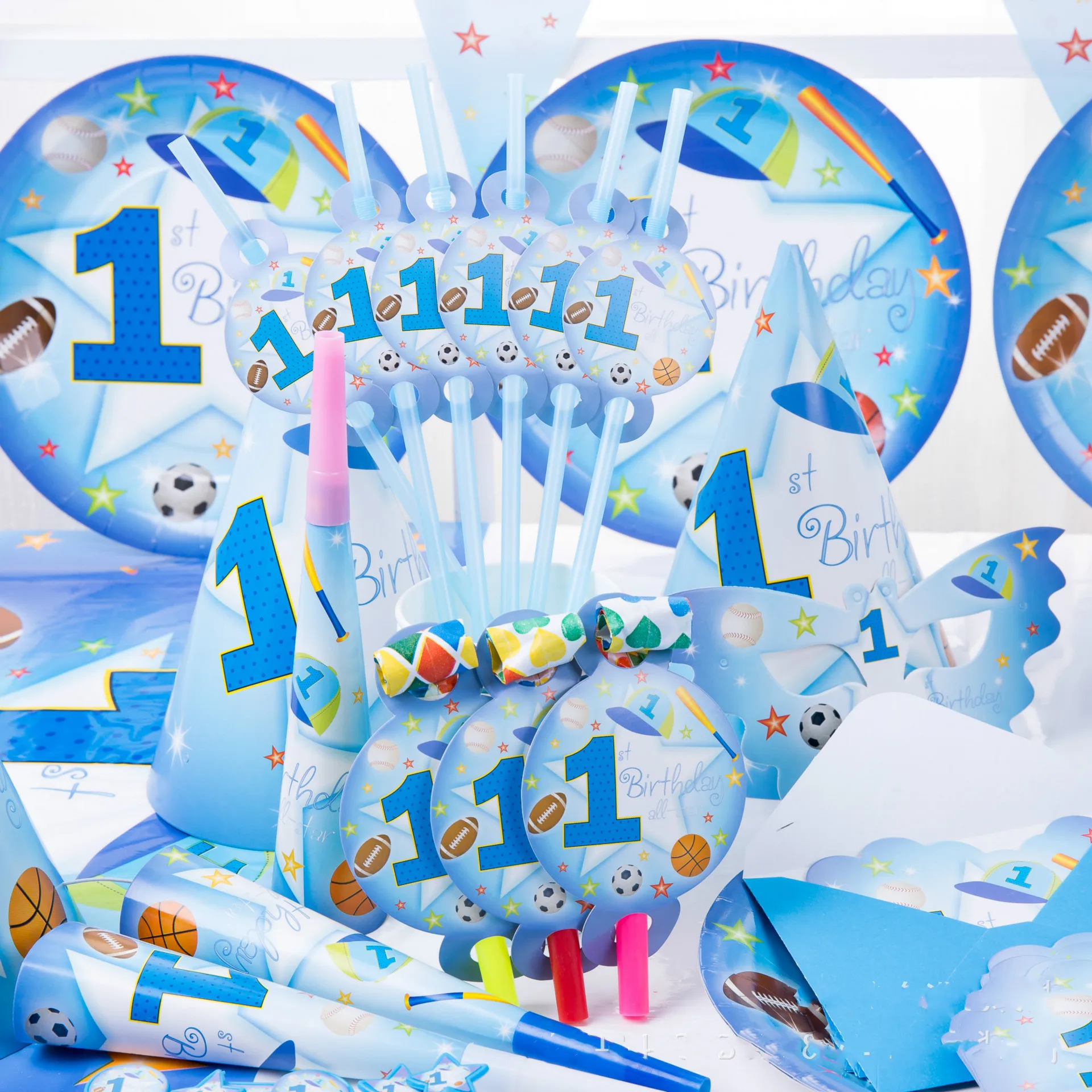 Детские вечерние принадлежности комплект синий спортивный мальчик тематические