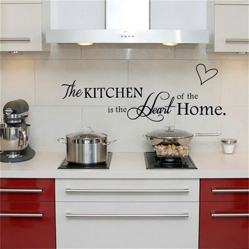 

NEW 15cm *66cm 1 Sheet Kitchen Is The Heart Of Home Wall Sticker Quote Removable Wall Decal Home Decor Wholesale