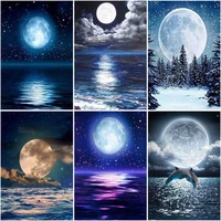 gatyztory paint by number moon scenery kits drawing canvas handpainted diy pictures by number seascape oil painting home decor