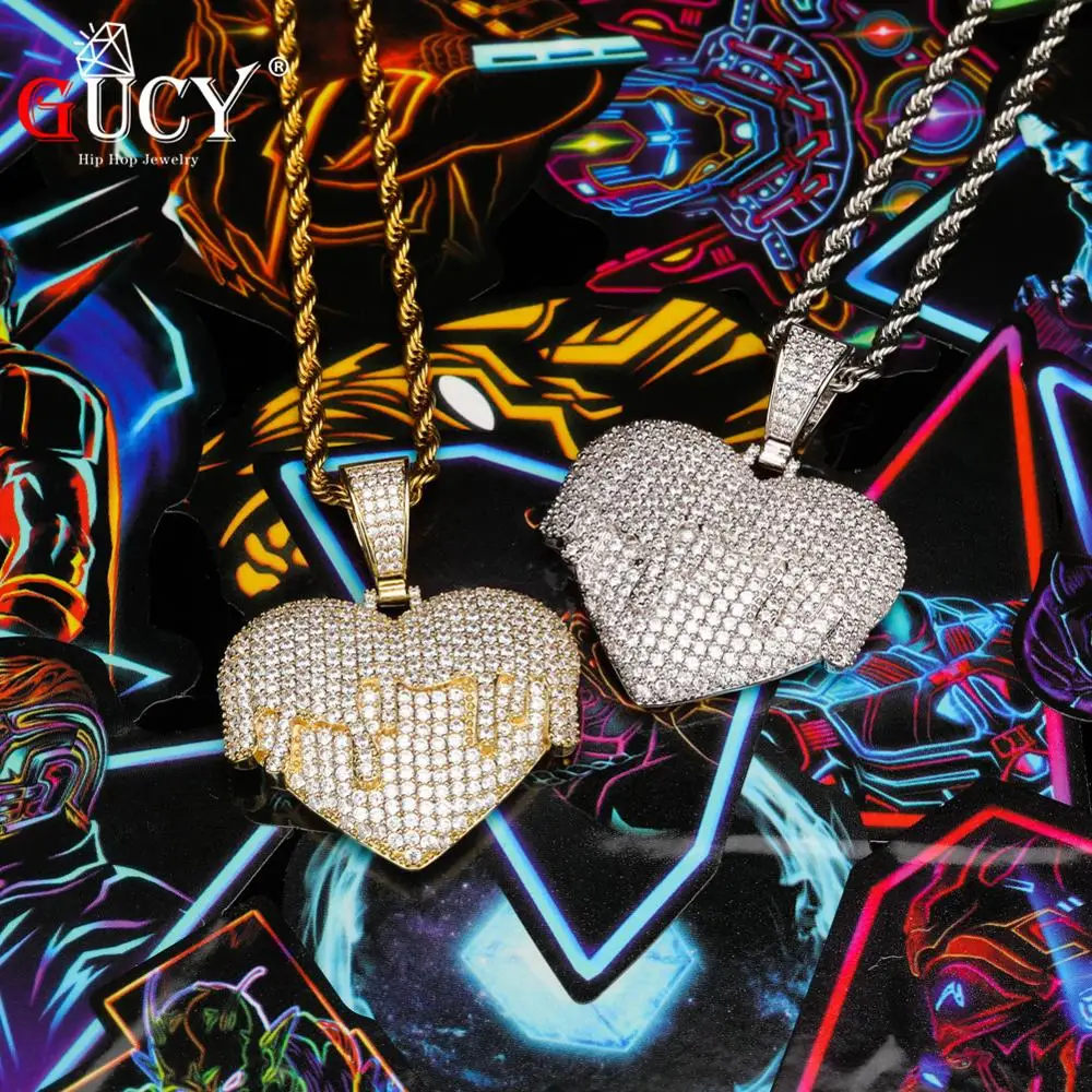 Цепочка GUCY с подвеской в форме сердца однотонная цепь кубическим цирконием