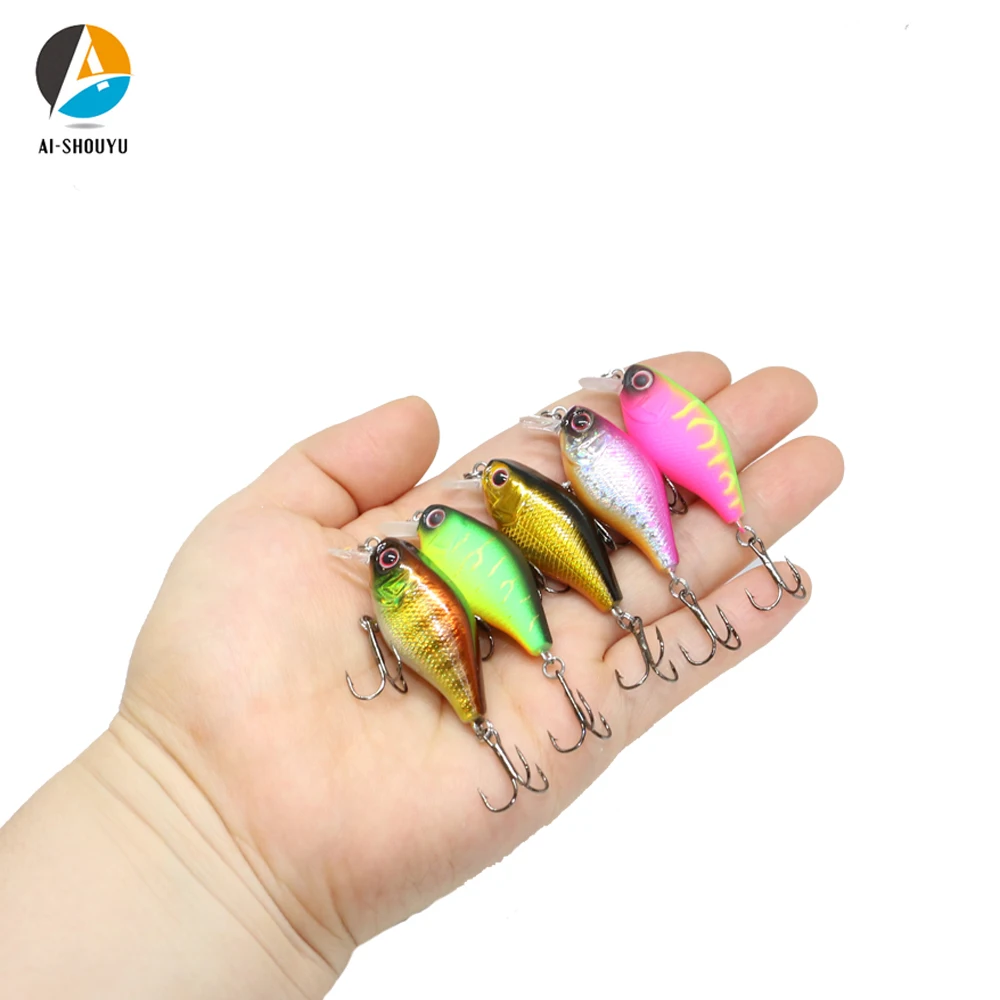

AI-SHOUYU Mirco Hard Bait Popper Lure 38mm 4.1g Fishing Wobbler with 2 Hooks Floating Suspending Artificial Fishing Lure Tackle