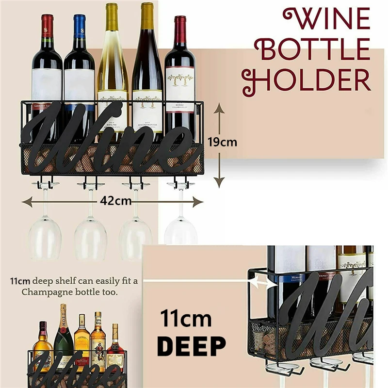 Креативная железная настенная стойка для хранения красного вина держатель для стеклянной бутылки, для гостиной, бара, 1 шт. от AliExpress WW