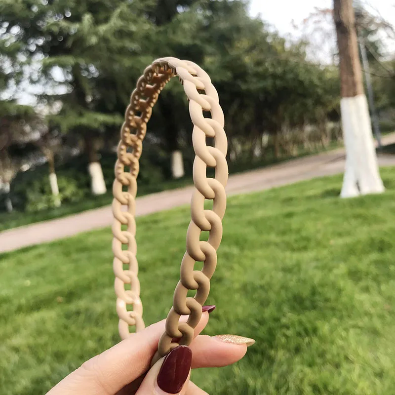 

Candy Color Plastic Headband Chain Simple Frosted Hair Hoop Fashion Vintage Hairbands Elegant for Women Girls Hair Accessories