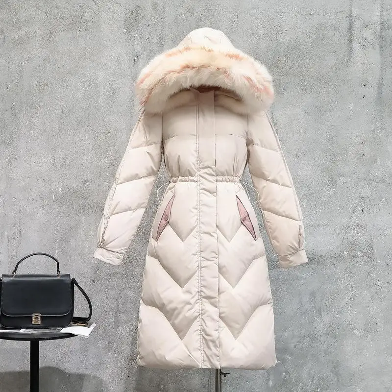 90% белые пуховики на утином пуху 2019 зимняя куртка для девочек плотное длинное