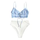 Женский Купальник, новинка 2022, комплект из двух предметов, Купальник с разрезом и принтом в стиле пэчворк, женская пляжная одежда 2022 размера плюс, комплект бикини, Женский Купальник