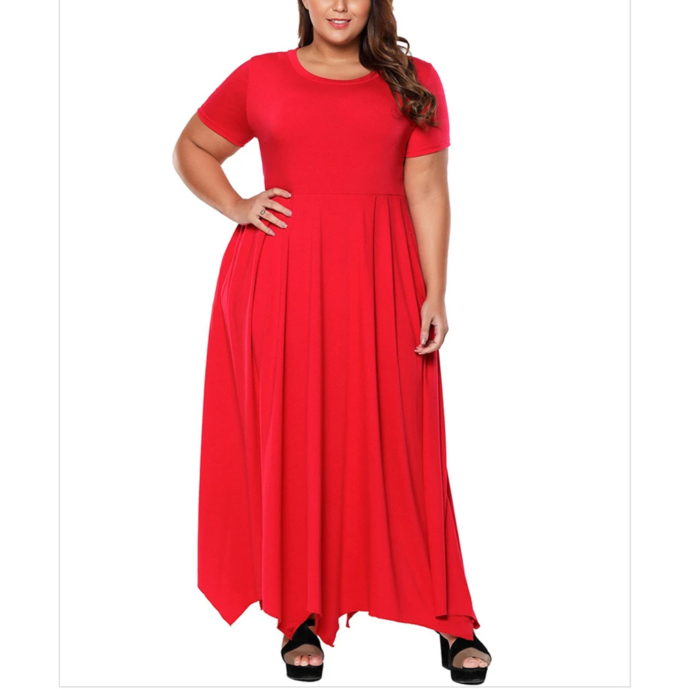 Женское платье макси больших размеров повседневное Плиссированное длинное