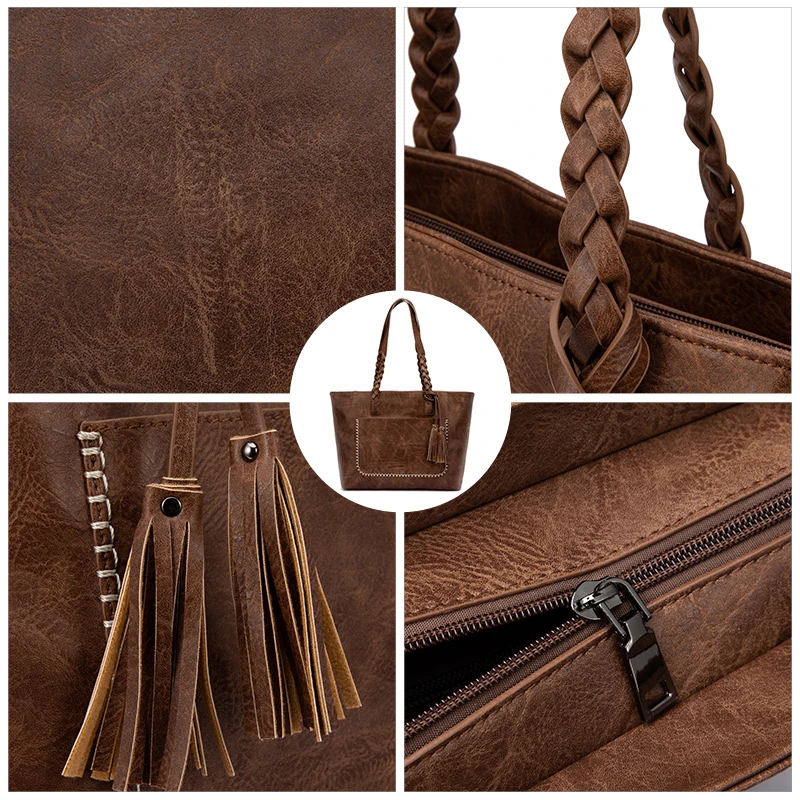 

LOVEVOOK women handbag large tote shoulder bags famale vintage women bag set soft PU purse and clutch for ladies luxury handbag