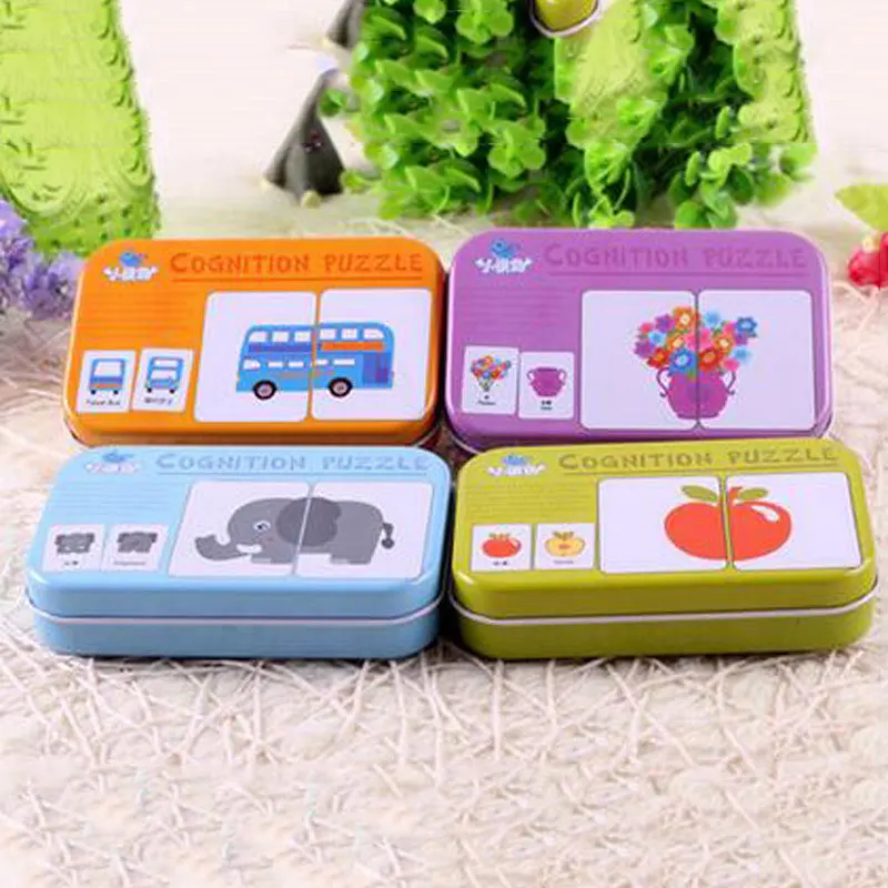 Box Cards Matching Game Cognitive Card Car Fruit Animal Life Puzzle Educational Toy