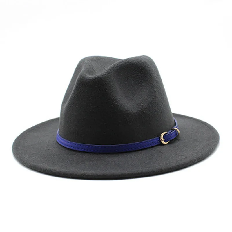 

felted hats men women casual vintage with band belt women hats wide brim solid luxury designed blue green black fedora women hat