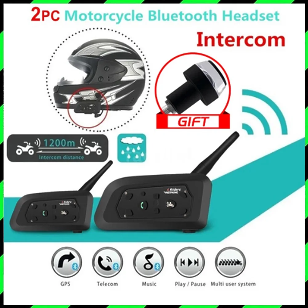 Bluetooth гарнитура для мотоциклетного шлема QPLOVE VnetPhone V6 1200 м|Наушники шлемов| |