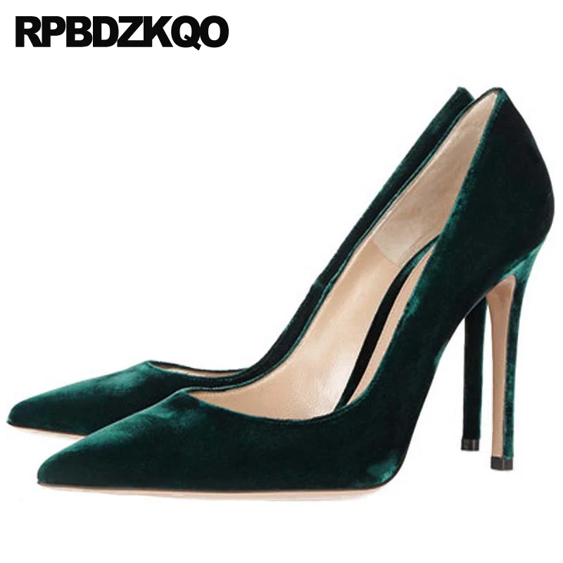 Туфли лодочки женские на очень высоком каблуке 8 см тонкая бархатная обувь острый
