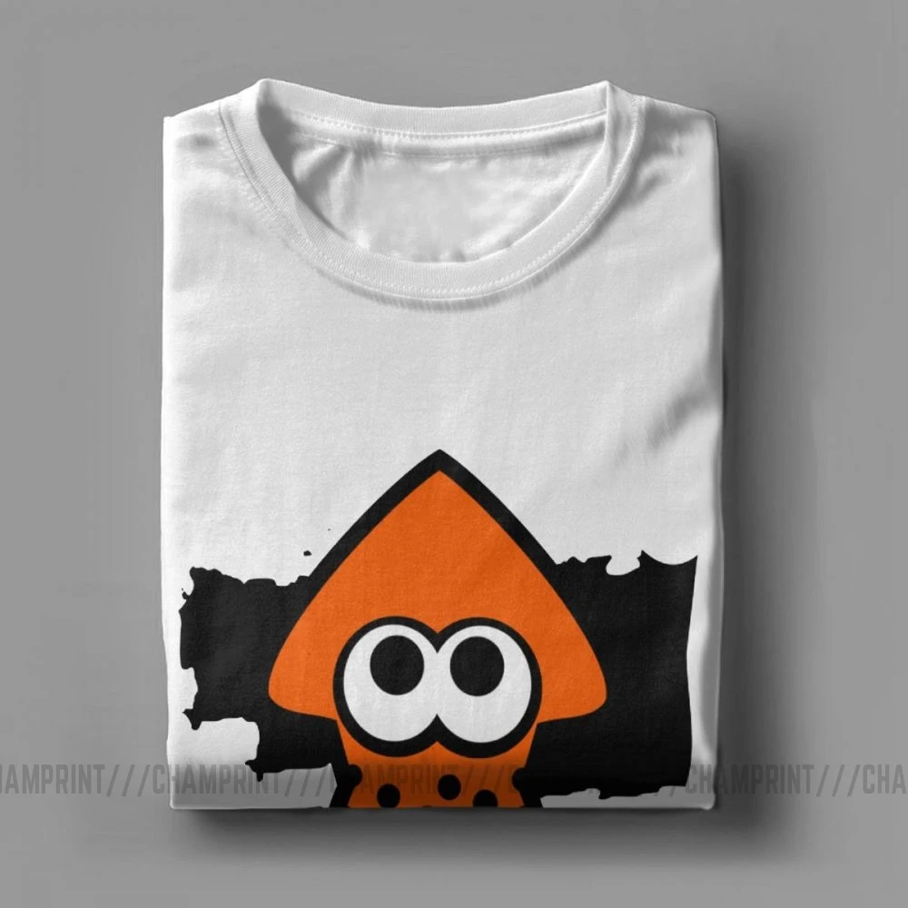 Модные Splatoon Кальмар оранжевая футболка для мужчин из хлопка с круглым вырезом