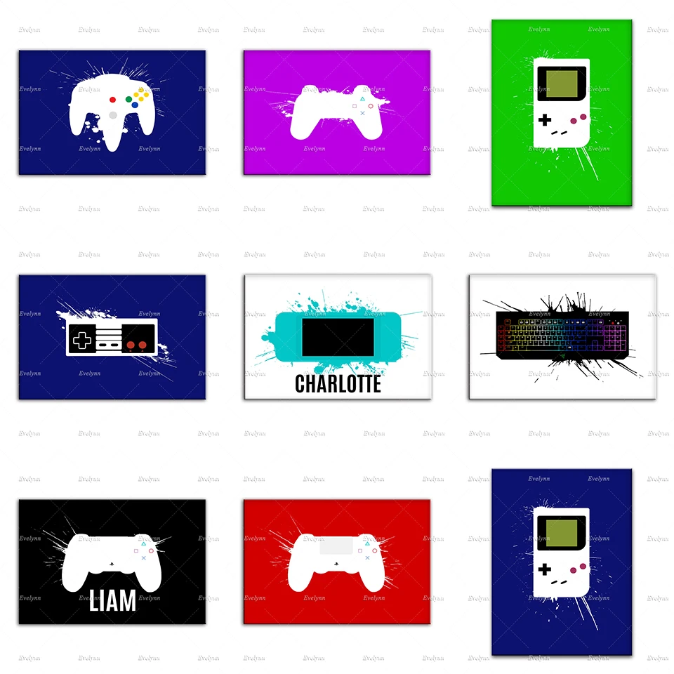 Nintendo Gameboy Console Switch Lite Retro Posters-NES Controller-Boys Gaming  Keyboard Home Decor Prints Wall Art Canvas Gift
