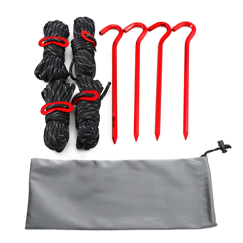 

Multifunction Tent Rope Tent Accessories Outdoor Sports Camping Hiking Reflective Wind Rope Ground Nail Set with Fixing Buckle