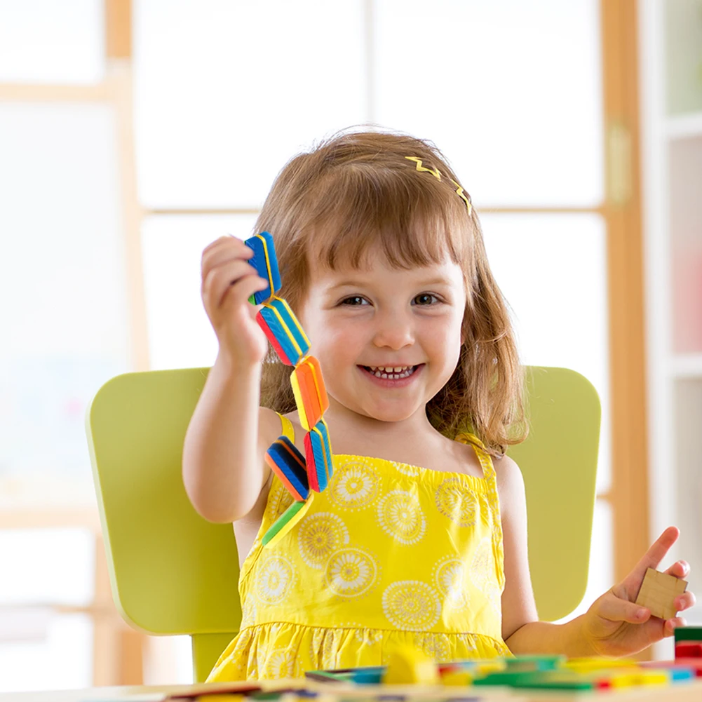 

20pcs Colorful Wood Board Block Ladder Children Early Educational Flip Flap Toy Visual Illusion Novelty Decompression Toy Gift