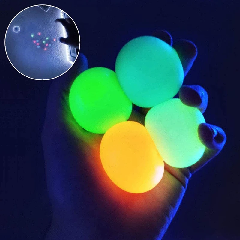 

Glow Fidget Toys Globbles Sticky Balls Ceiling for Children Anti Stress Reliever Toys Squishy Luminous Ball Pressure Fidget Toy