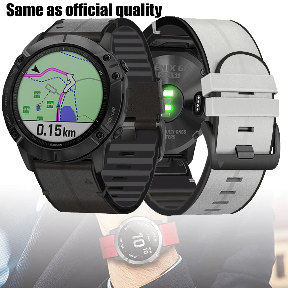 

Ремешок для смарт-часов для Garmin Fenix 6 6X Pro 5X 5 Plus 3HR 935 945 S60 MK1, силиконовый браслет из натуральной кожи
