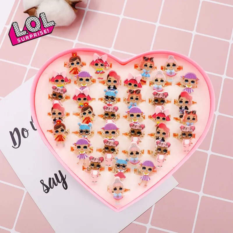 

36pcs LOL surprise dolls Original figure Rings anime cartoon figura action toys child birthday gifts for girls 1.5CM