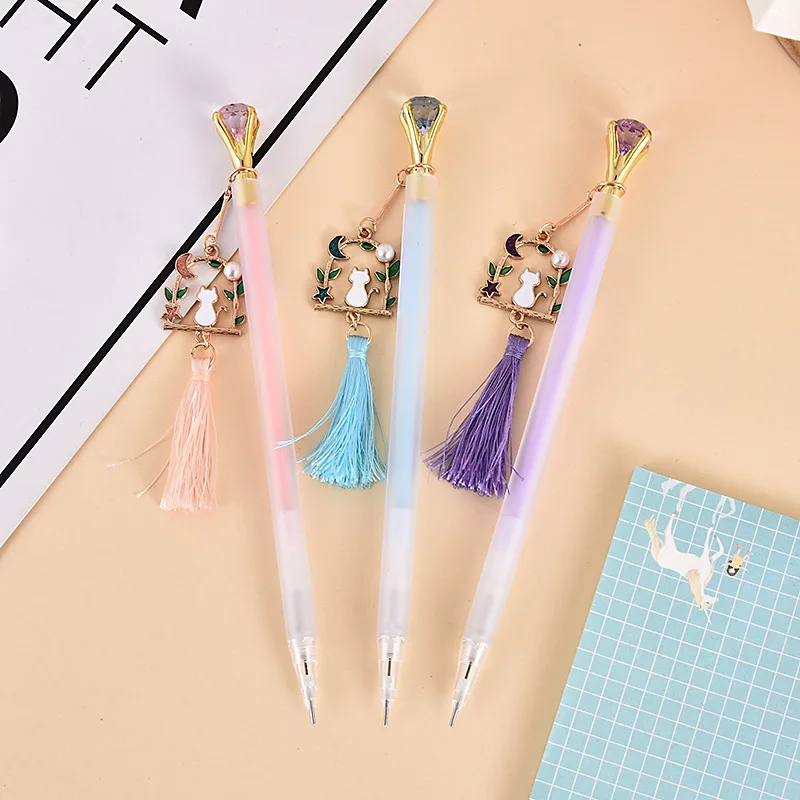 

36 шт./лот Kawaii подвеска в виде кошки с бриллиантами, механический карандаш, милая автоматическая ручка 0,7 мм для детей, подарок, школьные и офисные принадлежности