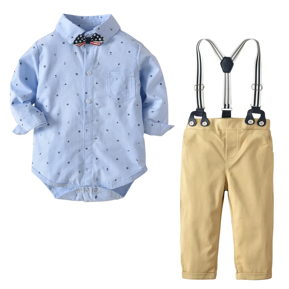 New Fashion Baby Boy Clothes Kids Gentleman Newborn T-shirt Pants Bebes Korean Thanksgiving Outfits Children Clothing |