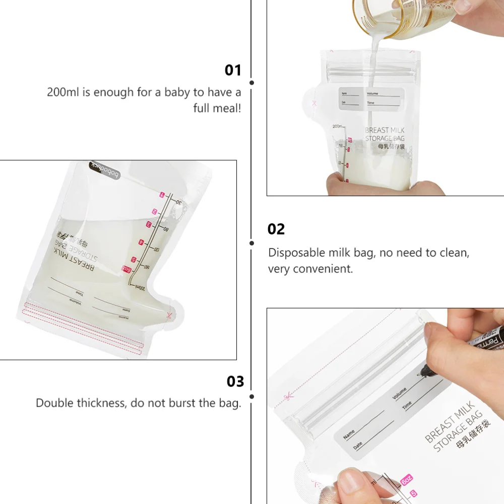 

30pcs 200ml Breast Bags Leakproof Storage Bag Portable Breast Bags