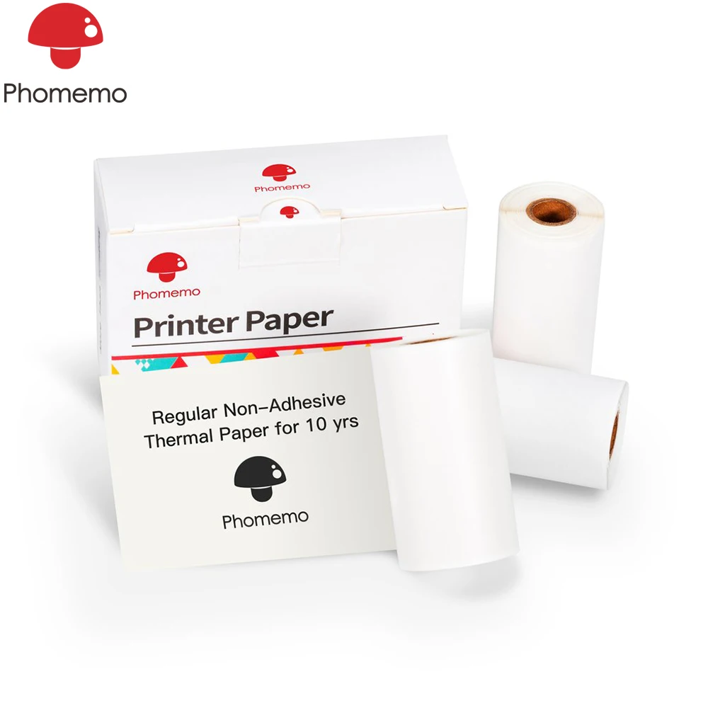 

Неклейкая 10-летняя термобумага Phomemo M02/M02S/M02Pro, Мини карманный принтер, печатная фотобумага, рулон этикеток