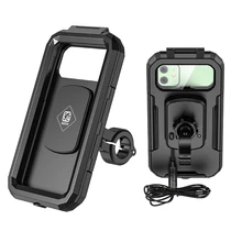 Waterproof Case 12V Motorcycle Handlebar or Rear-View Mirror Wireless Charger 15W Qi/ Type C PD Fast Charging Phone Mount 3 85DD
