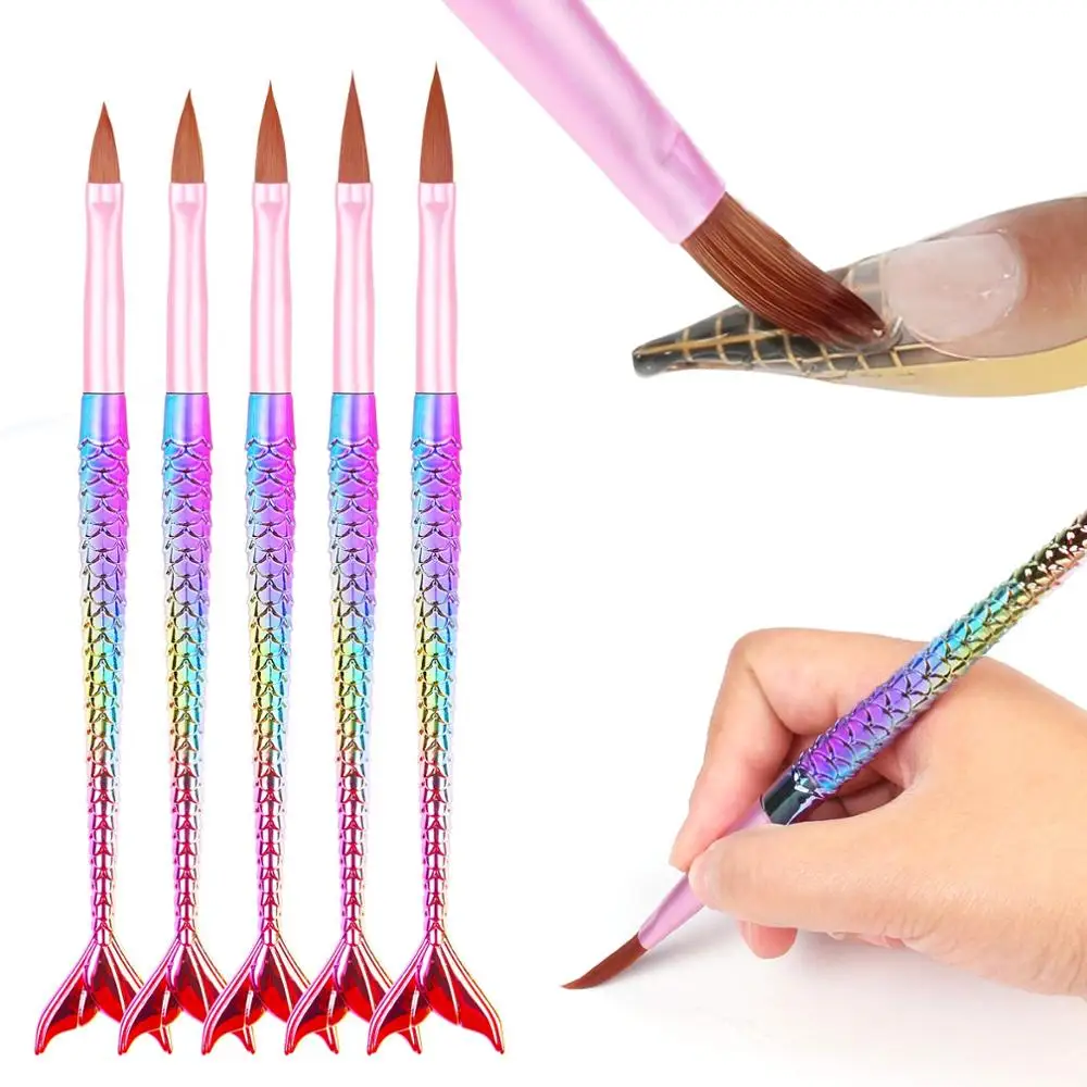 Nail Art Brush Fish Tail Gradient Pen Design Tip Painting Drawing Manicure Acrylic UV Gel Polish Tool