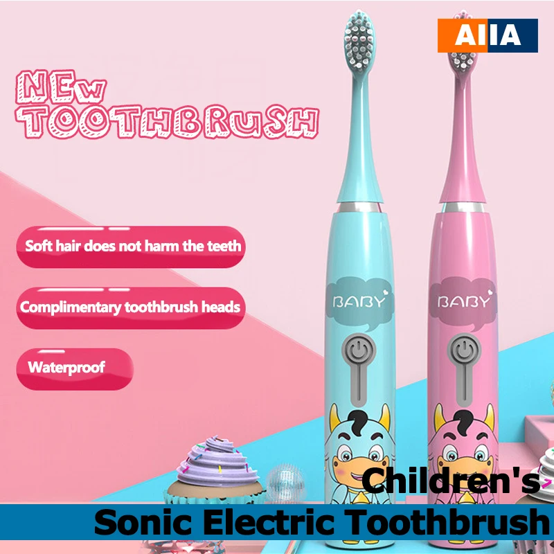 Детская звуковая электрическая зубная щетка с мультяшным рисунком