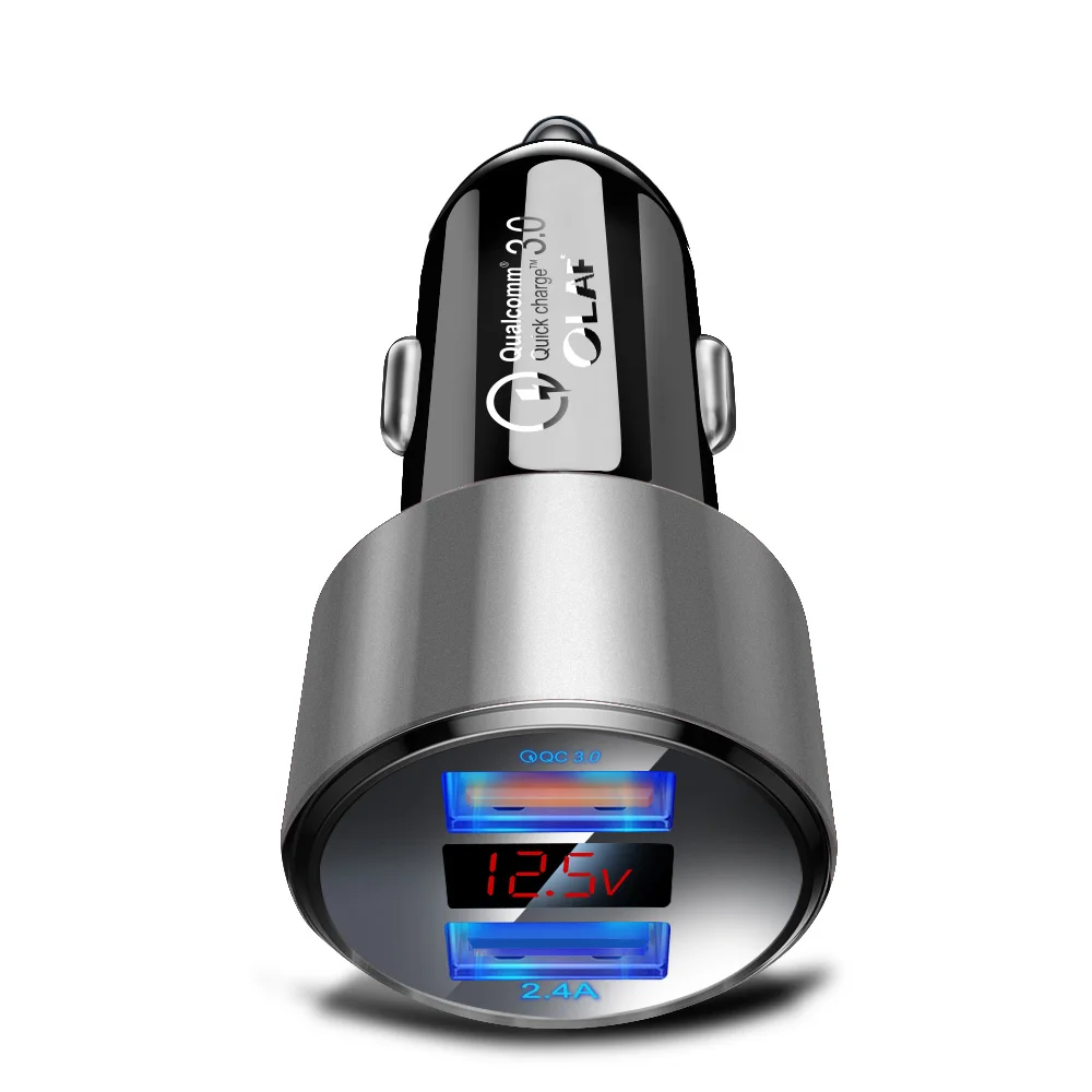 3.1A 5V Dual USB Автомобильное зарядное устройство с светодиодный дисплей универсальный телефон автомобильное зарядное устройство для Xiaomi samsung S8 S9 S10 iPhone X 7 8 Plus планшет - Тип штекера: Sliver