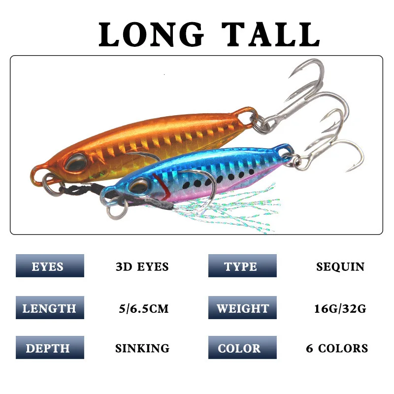 Jig Fishing Lures 2022 Bass Fishing Bait Weights 16-32g Fish Metal Jigs Saltwater Lures Long Shot Isca Artificial Jigging Lure