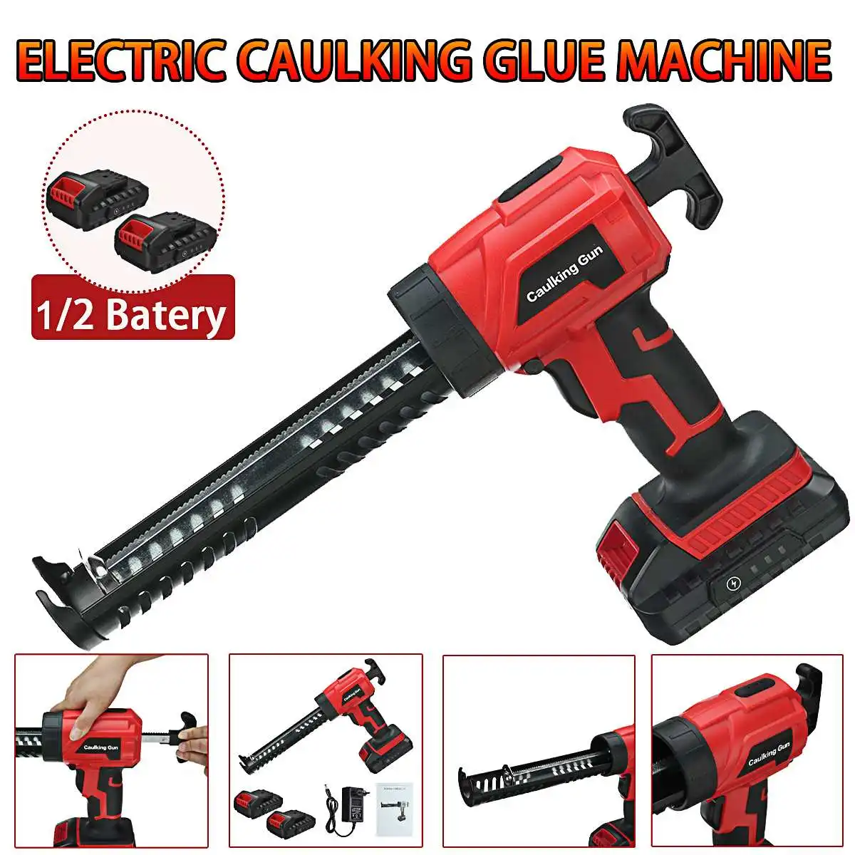 

7000RPM 70KG Propulsion Wireless Electric Caulking Gun Cement Glass Adhesive Applicator Tool Glue Seal Machine With 2Pcs Battery