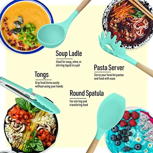Силиконовая кухонная утварь с деревянной ручкой 1 шт. набор кухонных