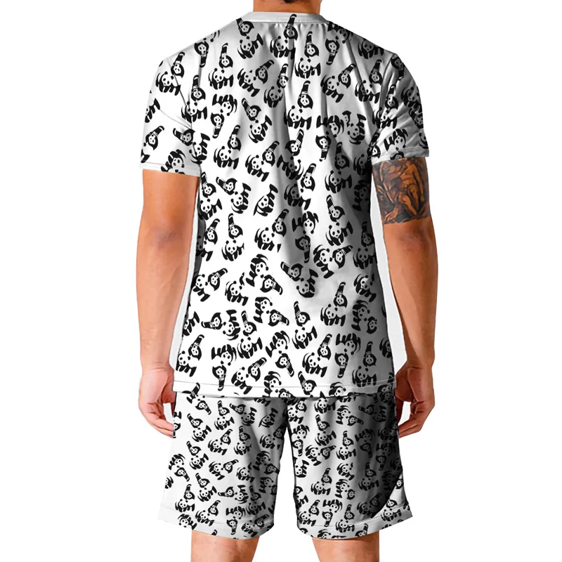 

2021New 3D Printing Animal Bear Panda T-shirt Fashion New Men's T-Shirt and Shorts Two-Piece Suit Breathable Casual S-6XL