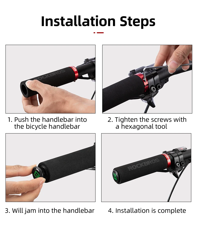 

ROCKBROS Bicycle Grips Anti-skid Shock-absorbing Soft Handlebar Grips MTB Silicone Sponge Bike Grips Ultraight Cycling Handlebar