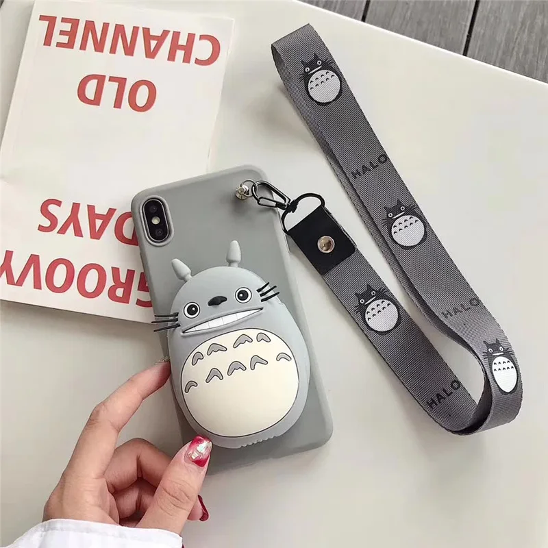 3D милый корейский Emoticon Пакет Медведь Кролик Сумочка с Тоторо чехол для iPhone X XS MAX XR