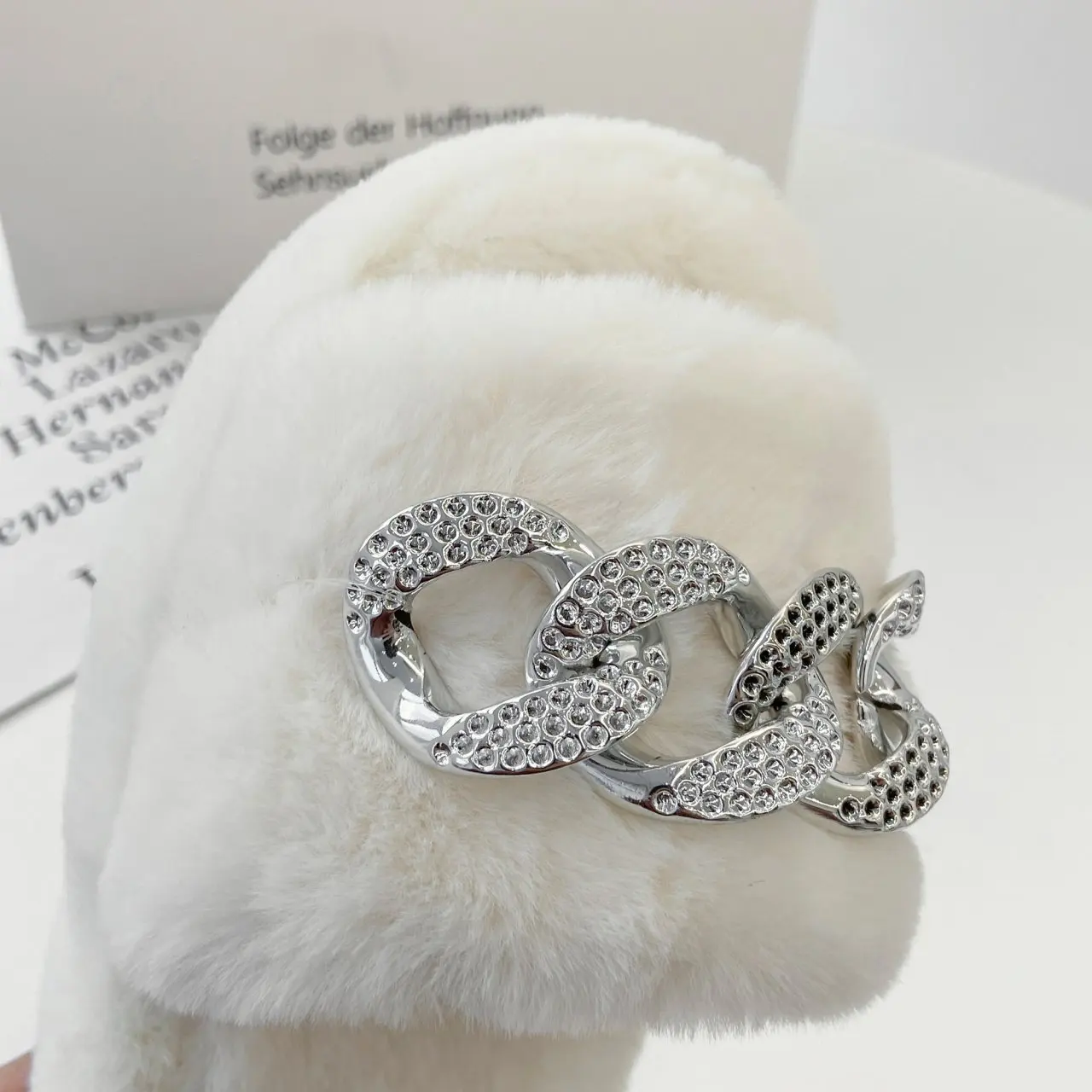

Winter New Chian Decor Women Fur Slippers Open-Toe Bedroom Grils Plush Shoes Leisure Indoor Ladies Fluffy Slippers