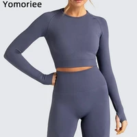 high elastic women yoga shirts naked feel solid color seamless workout top gym sport workout running training fitness gymwear