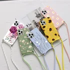 Чехол для телефона Lanyard Flower для iPhone 11 13 12 Xs Pro Max X 7 8 6s 6 Plus 12 13 Mini SE 2020 с ремешком
