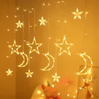 Светодиодный ная гирлянда со звездами, гирлянда-занавеска, рождественсветильник гирлянда, украшение для комнаты, дома, праздника, Свадебный светильник, украшение для Рамадана