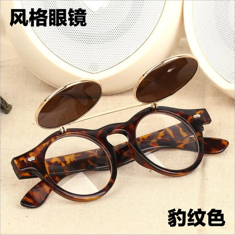 

Fashion Flip Up Steampunk Sunglasses Men Retro Metal Frame Round Sun Glasses Women Men Punk Style Sunglass Uv400 #WT
