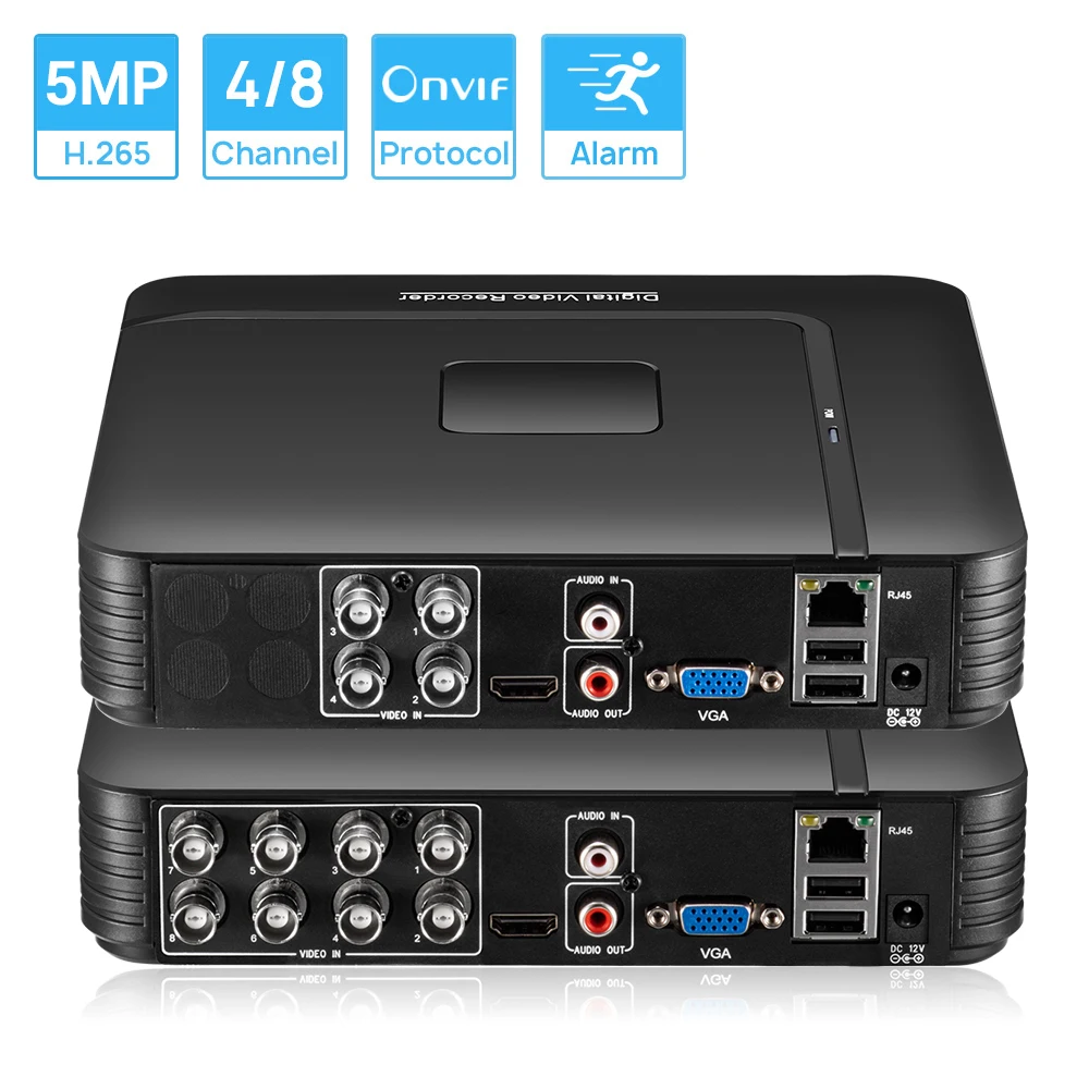 

H.265 CCTV AHD DVR 5MP-N 5in1 AHD TVI CVI CVBS IP Camera Hybrid Digital Video Recorder Home Secuirty System Remote Access