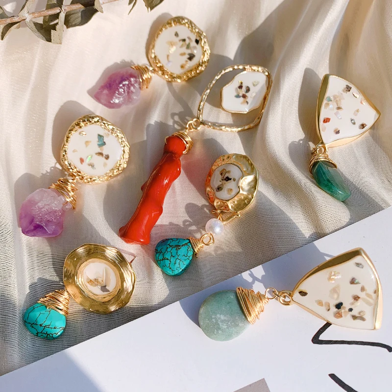 Женские Геометрические серьги-подвески Коми серьги с жемчугом из коралловой