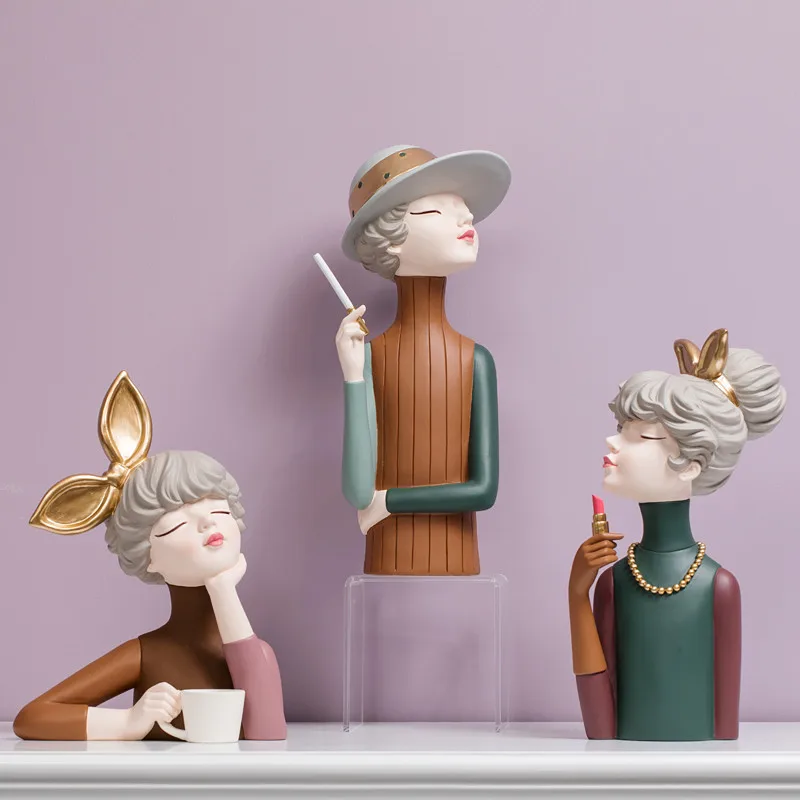 

[VIP] статуя из смолы в скандинавском стиле, украшение для девушек, Современное украшение для дома, украшение для гостиной, подарок на новоселье