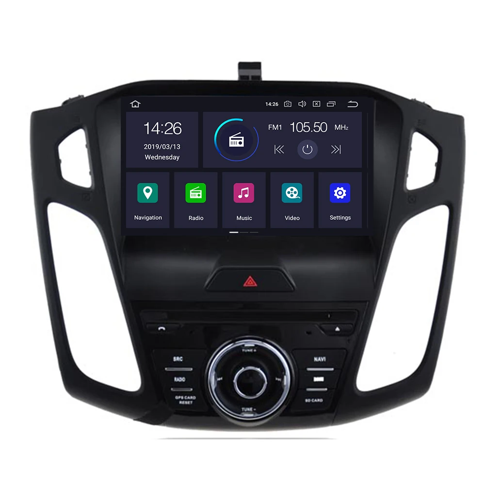 9-дюймовый автомобильный GPS-стереопроигрыватель Android10 для 2015 2016 2017 Focus Авторадио FM