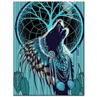 Алмазная живопись сделай сам, полноразмерная круглая Алмазная мозаика с дрелью для домашнего декора, 5D Алмазная мозаика с голубым волком, A2117