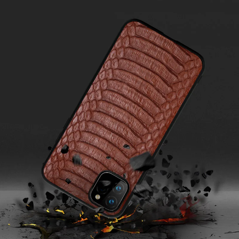 Genuine Python Leather Phone Case For Apple iPhone 13 14 Pro Max 12 Mini 12 11 Pro Max X XS XR 7 8 Plus se Snakeskin Back Cover